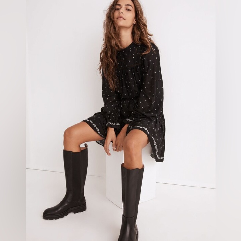 Madewell Mockneck Mini Dress in Welsh Blossoms